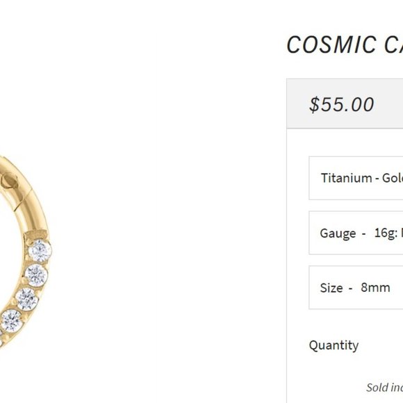 Maison Miru Set of Three Rook Piercings - 16g (all) - Picture 3 of 7